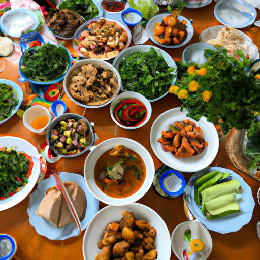 Bàn ăn đầy màu sắc với các món ăn đặc sản của Tam Đảo