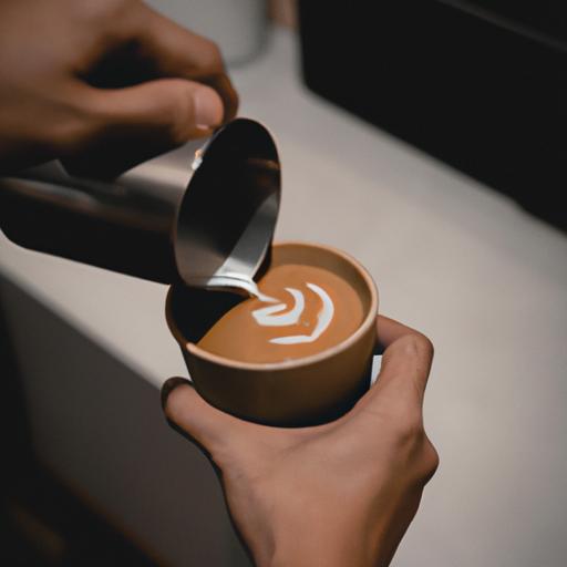 Barista chuẩn bị latte art tại quán cafe tối giản tại Quận 3