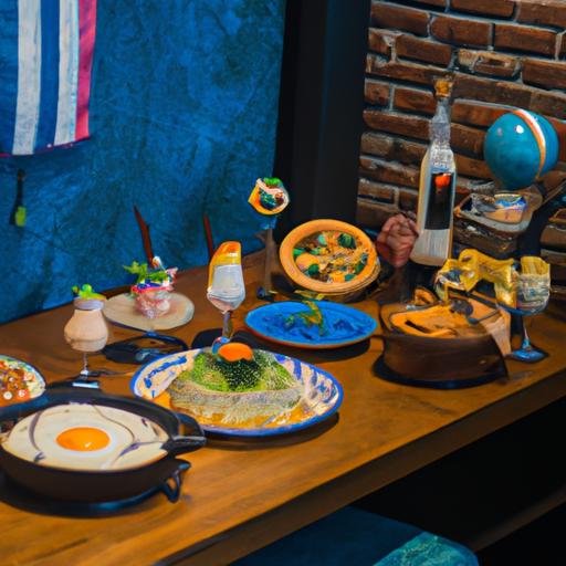 Bữa tiệc đầy đặn với thức ăn và đồ uống theo chủ đề One Piece tại Quán Cafe One Piece.