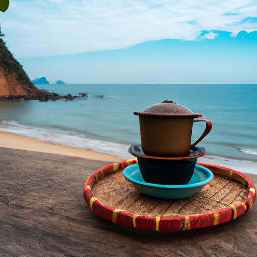 Cà phê Việt Nam truyền thống ngắm biển đẹp như mơ