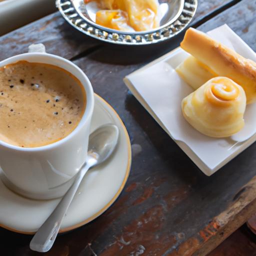 Ly cà phê thơm ngon được phục vụ cùng bánh ngọt tuyệt vời tại quán cafe Hội An đầy quyến rũ.