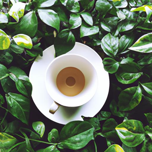 Ly cà phê được bao quanh bởi những cây xanh um tùm tạo không gian dễ chịu.