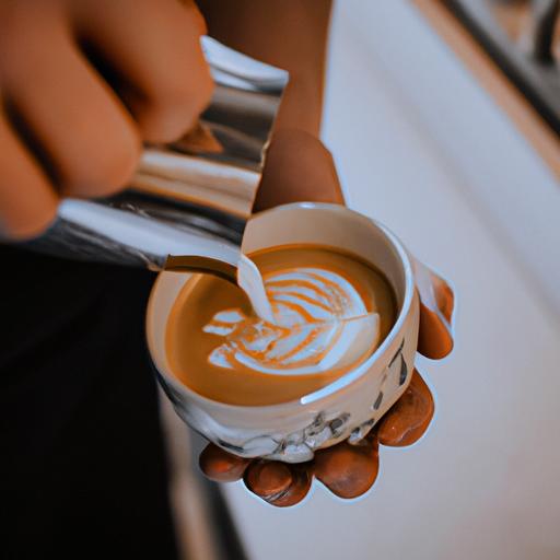 Nghệ thuật làm latte của người pha chế tại quán cafe