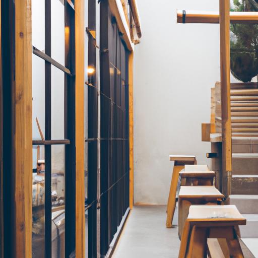 Thiết kế nội thất quán cafe tối giản với ánh sáng tự nhiên và đồ nội thất bằng gỗ.