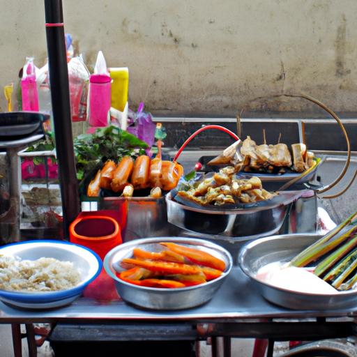Quầy hàng vỉa hè với những món ăn vặt ngon miệng của Việt Nam