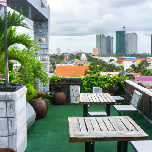 Quán cafe hiện đại với sân vườn trên mái nhìn ra toàn cảnh thành phố Cần Thơ.
