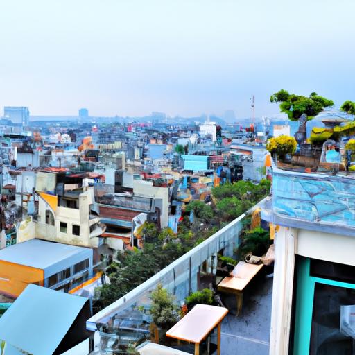 Quán cafe sầm uất với tầng thượng có không gian ngoài trời, mang đến khung cảnh tuyệt đẹp của thành phố Hải Phòng.