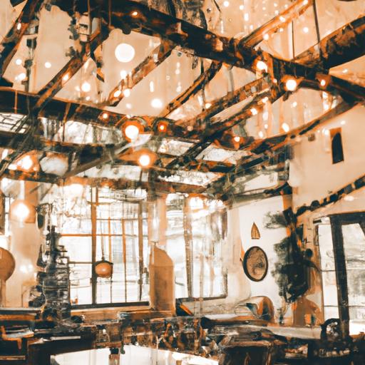 Quán cafe phong cách mộc mạc với trang trí gỗ và đèn Giáng sinh