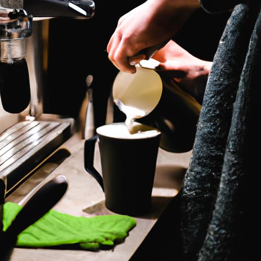 Barista pha chế latte tại quán cafe Tây Hồ thiết kế hiện đại