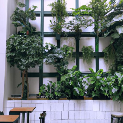 Quán cafe yên tĩnh tối giản với tường cây xanh