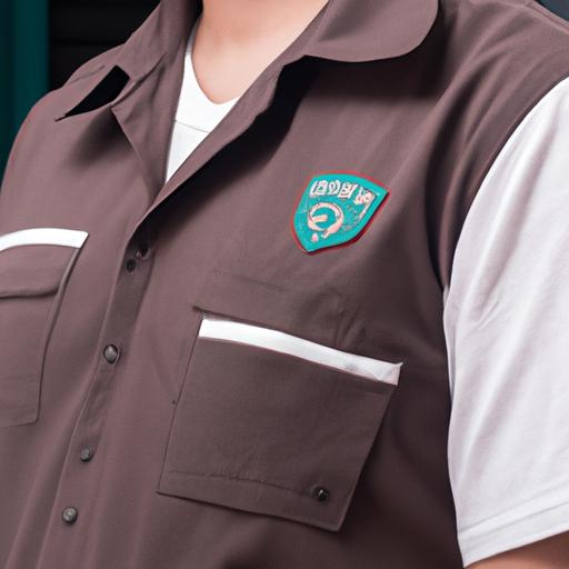 Đồng phục của nhân viên pha chế với logo của quán cafe được thêu trên ngực