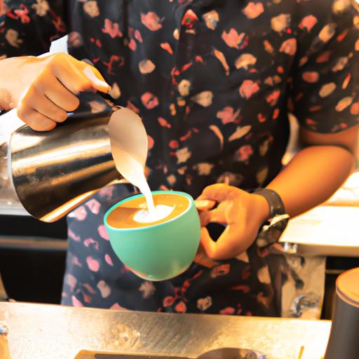 Barista tạo hình Latte art trong quán cà phê nhộn nhịp tại quận 12