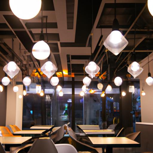 Quán cafe hiện đại với đèn LED trang trí sang trọng