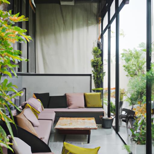 Quán cafe thời trang với trang trí tối giản và vườn trên mái